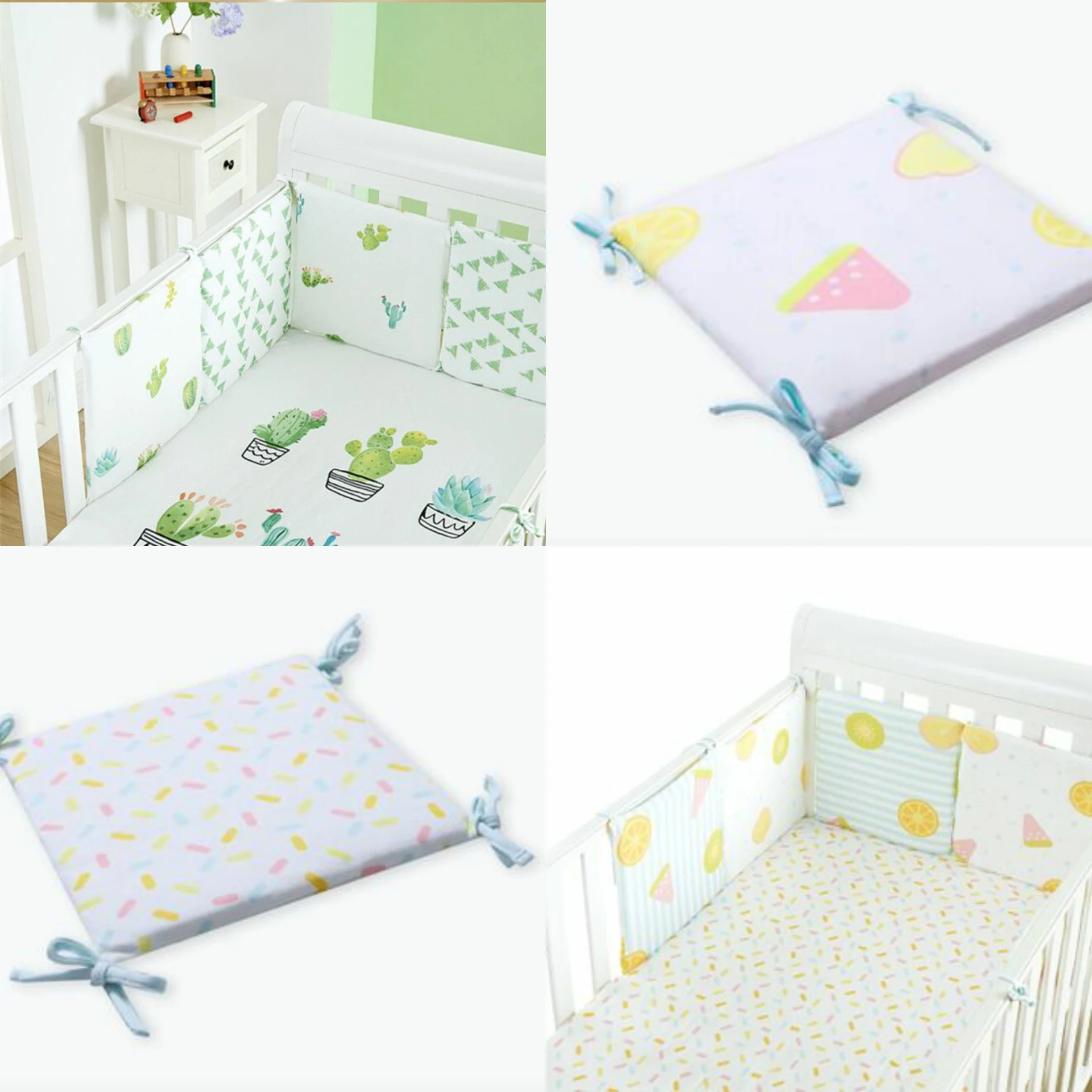 

6 Pcs Printed Baby Cot Crib Bumper Baby Breathable Universal Anti-collision Protector Bed Surrounding Kit Bedding Supplies