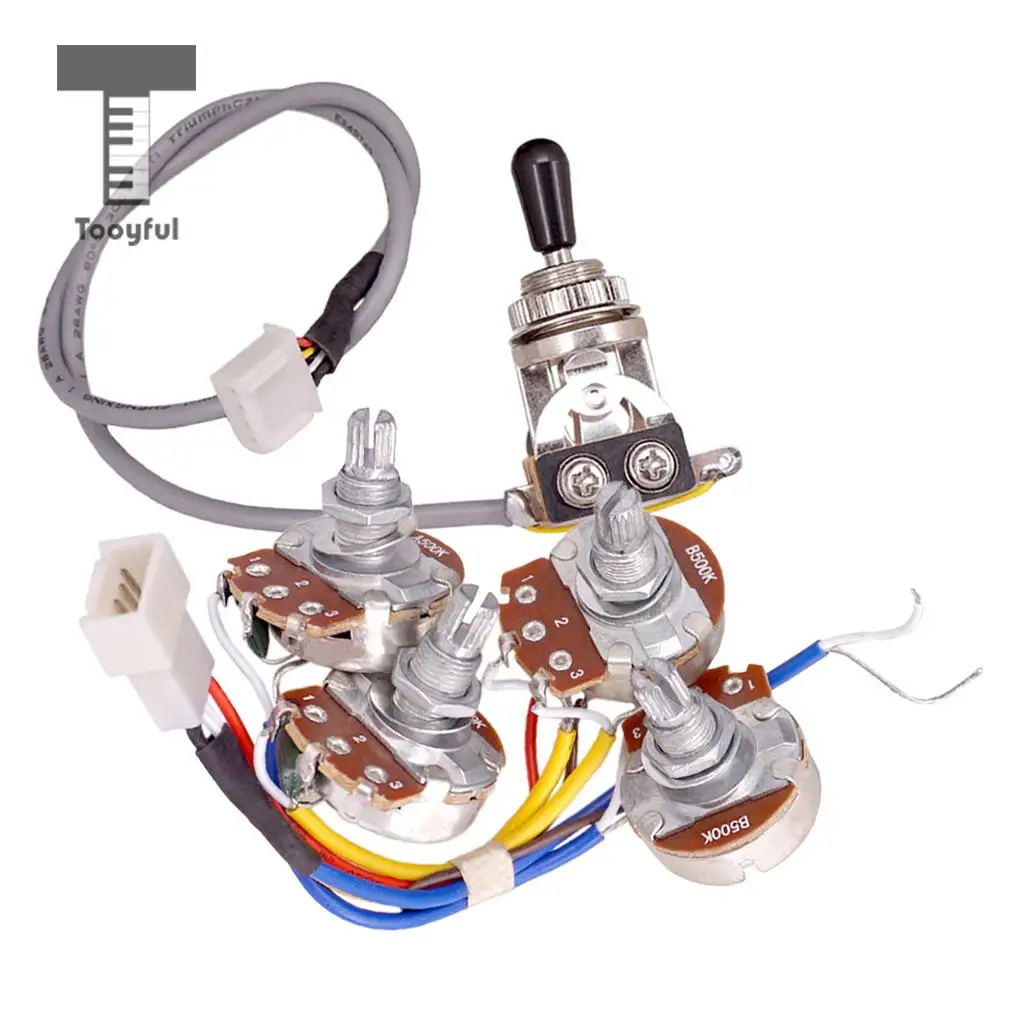 Tooyful Electric Guitar Accs Circuit Wiring Kit A500K B500K Pots 3 Way Toggle Switch for LP