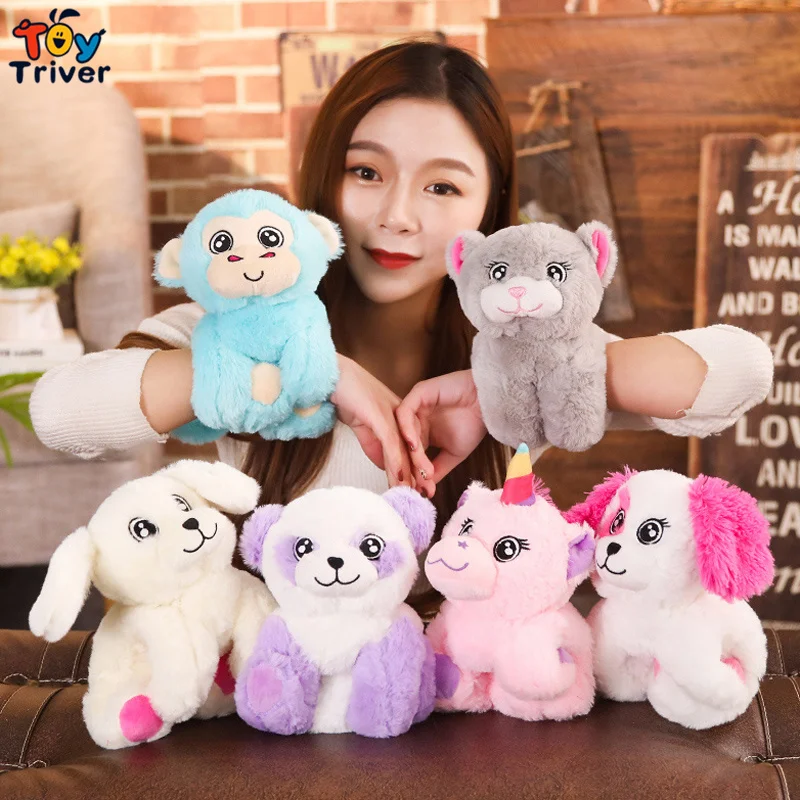 

Unicorn Dog Panda Monkey Plush Toy Triver Stuffed Animals On Arm Wristband Kids Children Birthday Creative Gift Drop Shipping