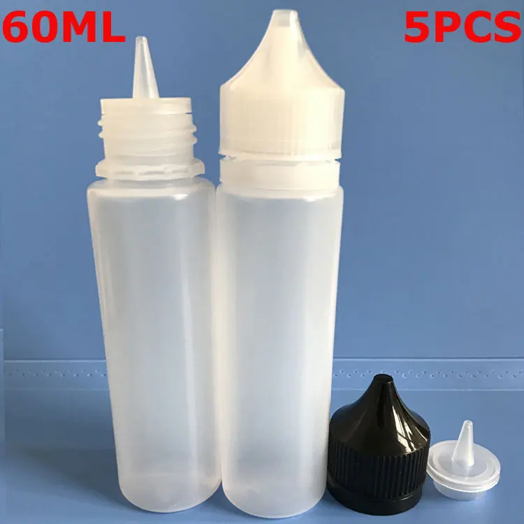 5 шт. X 60 мл LDPE флаконы-капельницы пустые E сок жидкость Сжимаемый Vape чернила Пигменты контейнеры с крышками
