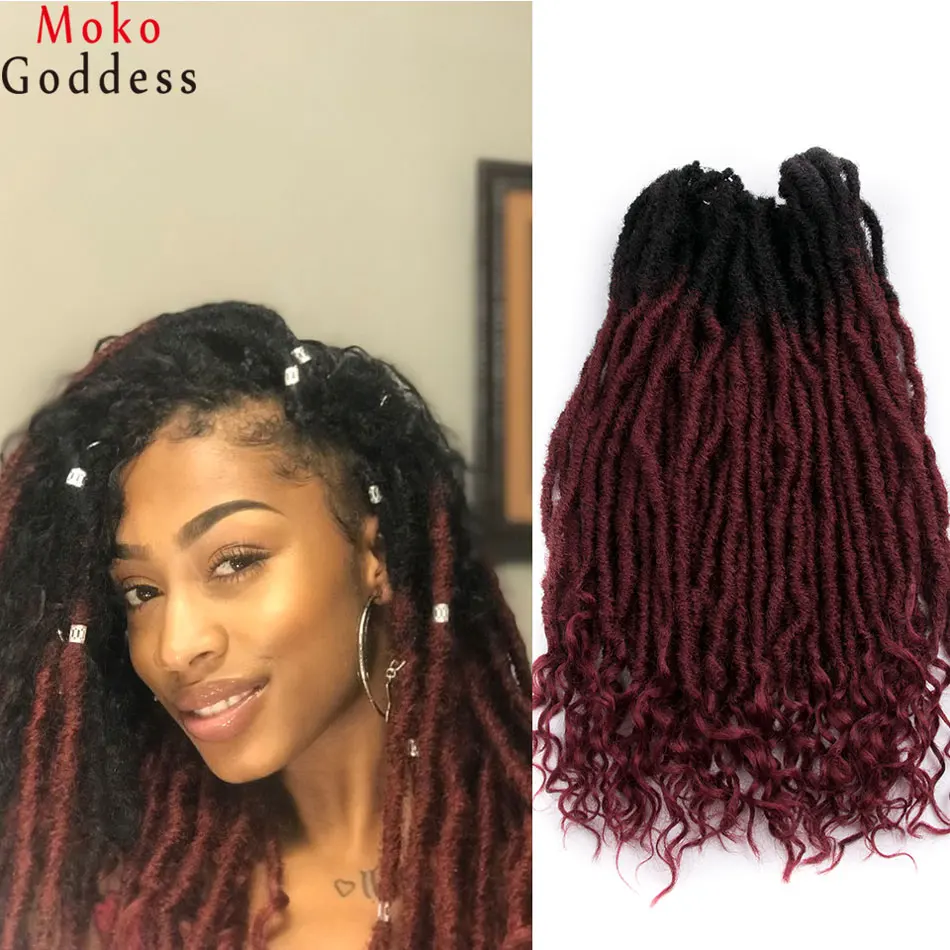 Mokogoddess 18 дюймов богиня искусственная Locs вязаный крючком Наращивание волос Синтетические вязаный крючком косы ручной работы