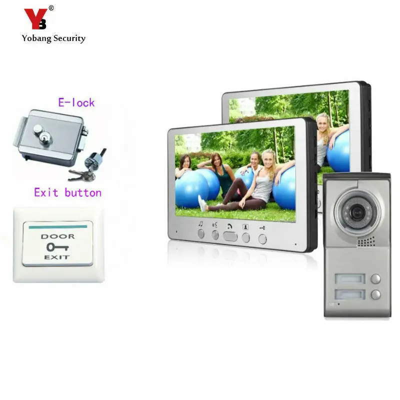 Yobang Security 7\ Color Video Door Phone For Villa Apartment Intercom System Access Camera For 2 House Monitor+Electronic lock