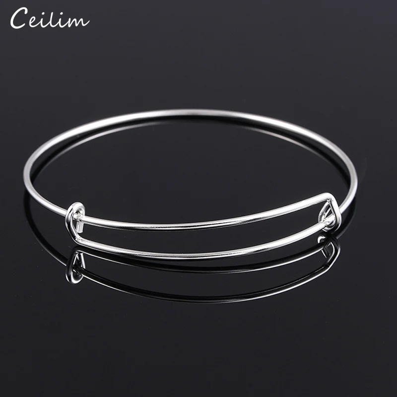 

65mm 100% Pure Stainless Steel Expandable Wire Bangle Bracelet Twisted Cable Wire for Jewelry DIY Making Lot 20pcs Wholesae