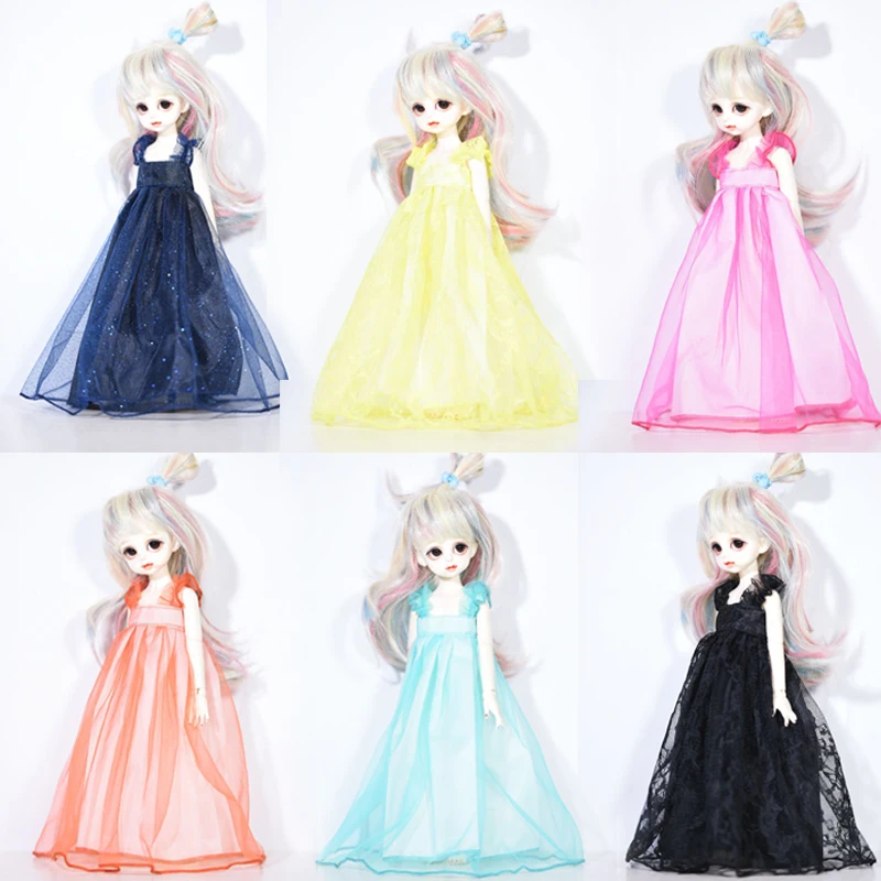 Doll Lace Dress Cute Fashion Doll Princess Dress Doll Pink Light Yellow Orange Light Cyan Lace Skirt Doll Accessories Skirt Gift