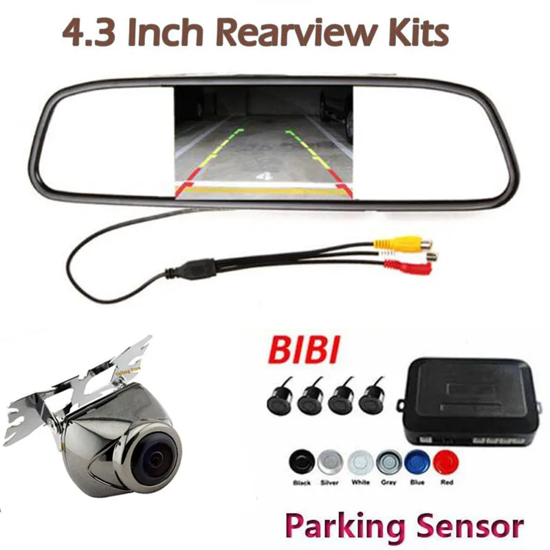 

Dual Core CPU 4 Parking Sensors Car Auto Reverse Rear view camera Backup Park Radar Alarm Kit 4.3 inch 800 x 480 Monitor System