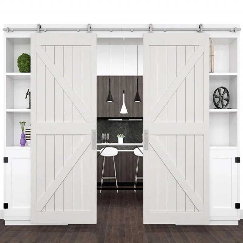 DIYHD 13FT Stainless Steel Top Mount Bi parting Double Sliding Barn Door Hardware Barn