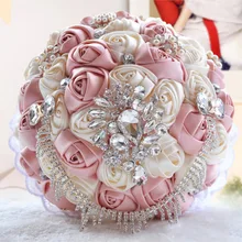 AYiCuthia розовые свадебные букет de mariage жемчуг невесты Искусственные Свадебные букеты цветок кристалл buque de noiva 67