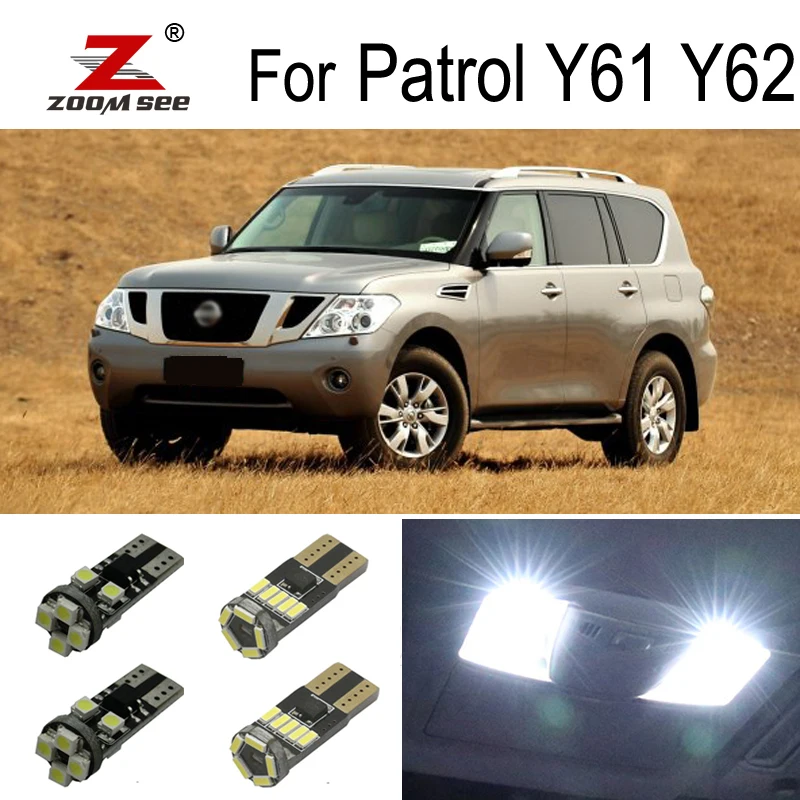 

Good quality White Error Free LED interior Lamp For Nissan Patrol Y61 Y62 Dome Map Trunk License plate light bulb kit 2000-2019