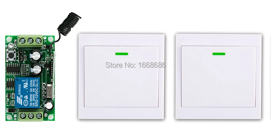 

New DC12V 1CH Wireless Remote Control Switch System Receiver +2* Wall Panel Remote Transmitter Sticky Remote Smart Home Switch