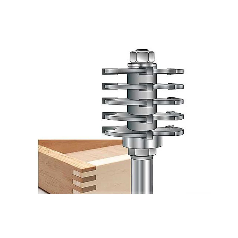 06 MPT 12 Shank Adjustable Rail Reversible Finger Joint Glue Router Bit Cone Tenon Woodwork Cutter For Woodworking Cutter Tools