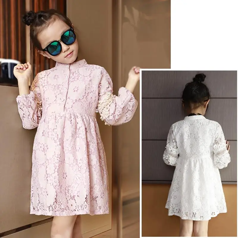 

Spring Girls Dress 2019 New Girls Fashion Cotton Long Sleeve Lace Prom Dress For Children Party Dress Formal Clothing 10 12 Year