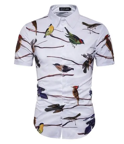 Прямая поставка, мужская рубашка с коротким рукавом, повседневные топы, тонкая Повседневная 3D печать, тонкая модная мужская рубашка, роскошная мужская рубашка XXXL - Цвет: Color  5