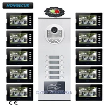 HOMSECUR 7 «видео и аудио Многоквартирных Видео и аудио домофонов комплект + открытый мониторинг для 10 семей