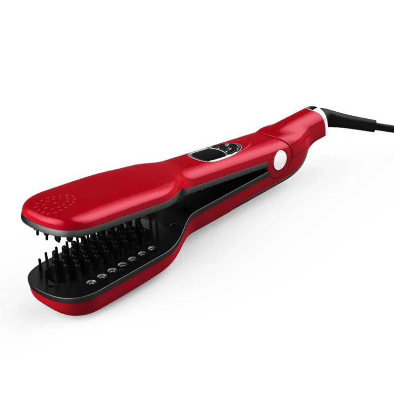 ЖК-дисплей Steampod волшебный паровой гребень выпрямитель Автоматическая прямая щетка для волос с паром Электрический инструмент для укладки - Цвет: Red