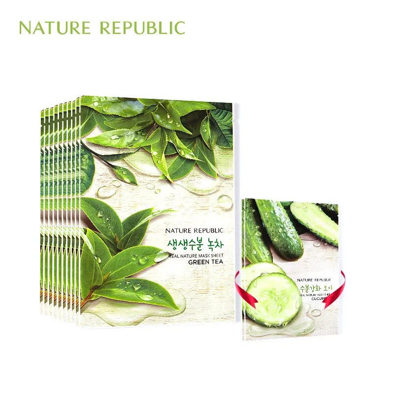 

Nature Republic korean Sheet Masks Green Tea Moisturizing Oil Control Black Head Remover Wrapped Mask Face Care