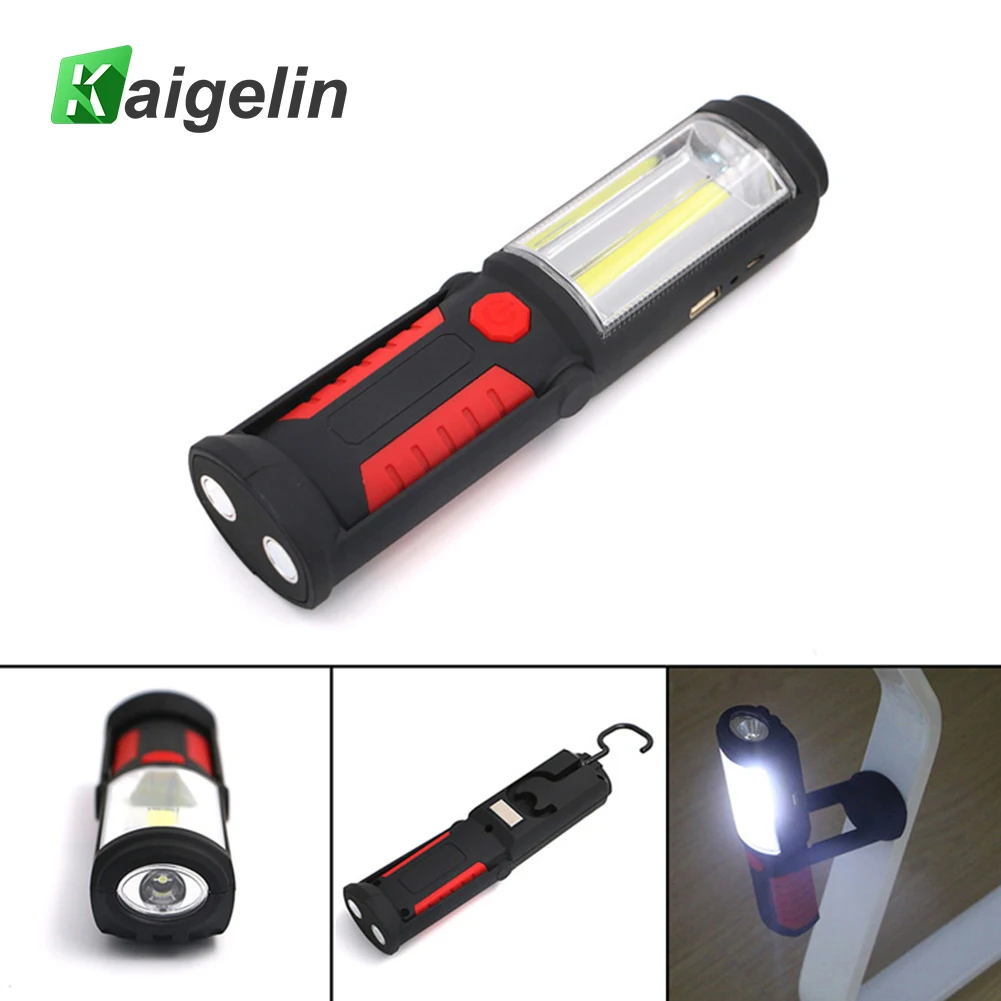 Kaigelin 2 Modes Portable COB LED USB Rechargeable Work Light Flashlight Magnet LED Hanging Hook For Car Repair Camping Lantern Kaigelin 2 Modes Portable COB LED USB Rechargeable Work Light Flashlight Magnet LED Hanging Hook For Car Repair Camping Lantern
