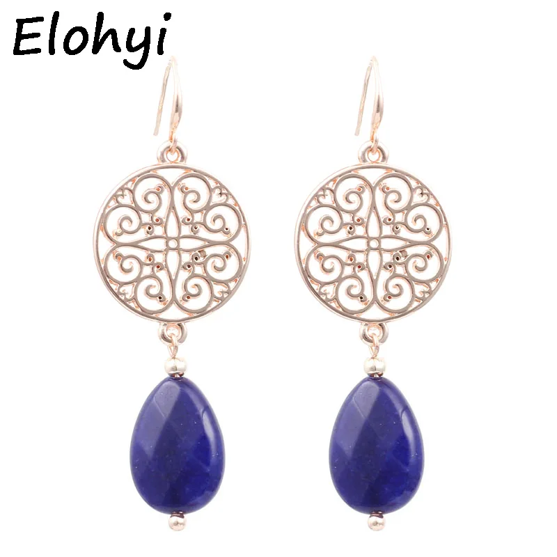 

ELOHYI Boho Drop Earring Vintage Pattern Earrings With Nature Stone Of Statement Earrings for Women Jewelry Gifts Wholesale