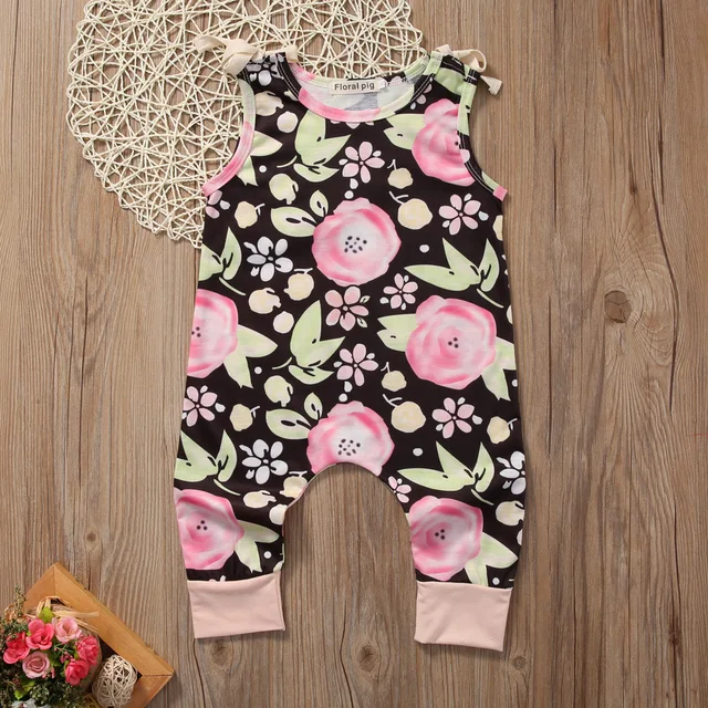 New Casual Newborn Baby Girls Kids Clothes Summer Sleeveless Floral