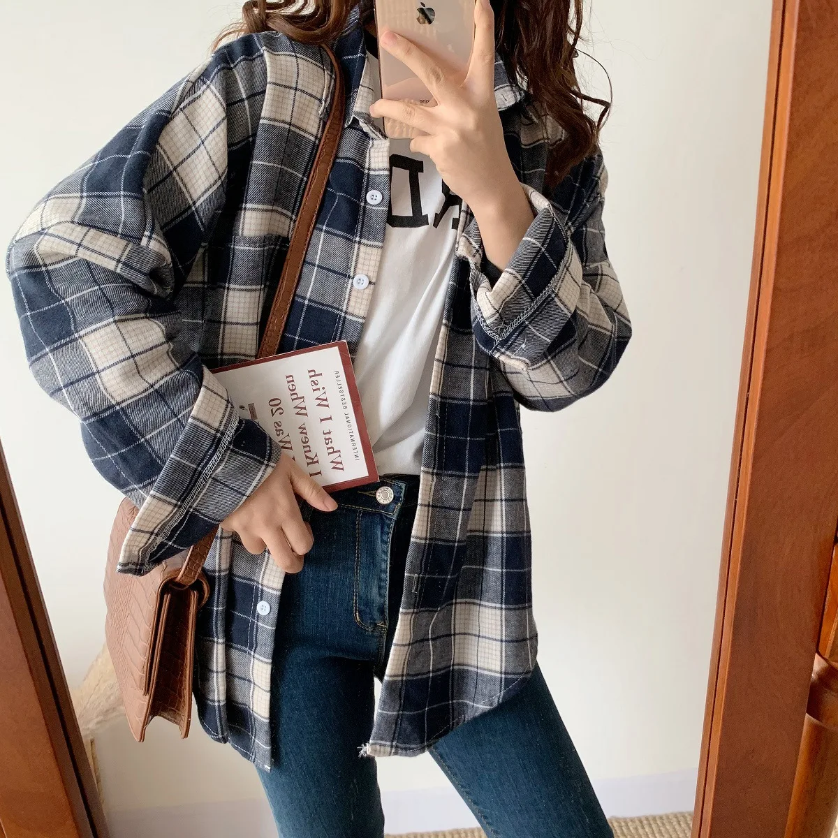 Daily Apparel 2019 Fashion Casual Shirt Top Spring Blue Plaid Vintage ...