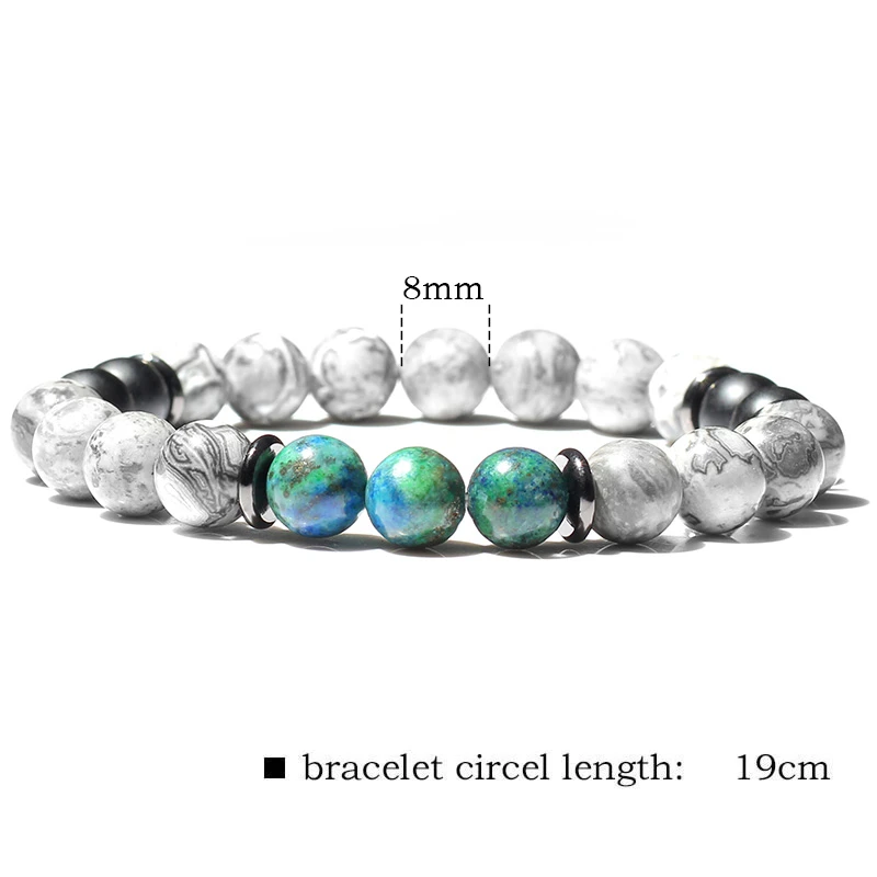 Натуральные браслеты из камней, очаровательные женские бусы, мужские белые браслеты, браслет с цепочкой, модные ювелирные изделия