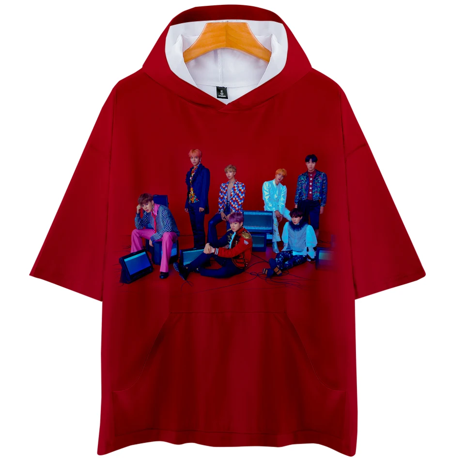 

2018KPOP hot men and women new fashion KPOP member printing, 3D hip hop casual hood short-sleeved sweatshirt plus size xxs-4xl