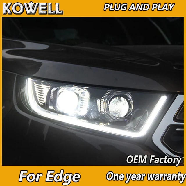 KOWELL Car Styling for Ford Edge Headlights 2015 2016 2017 New Edge LED Headlight DRL Daytime