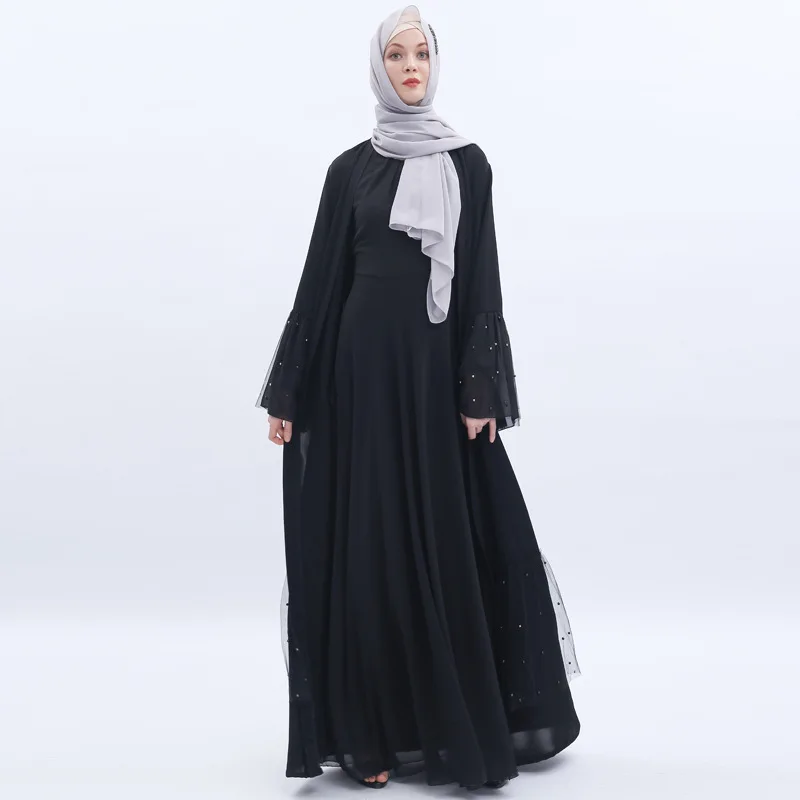 

Abaya Dubai Muslim Beading Hijab Nida Dress Maxi Cardigan Kimono Robe Caftan Eid Ramadan Jubah Turkish Islamic Clothing Vestidos