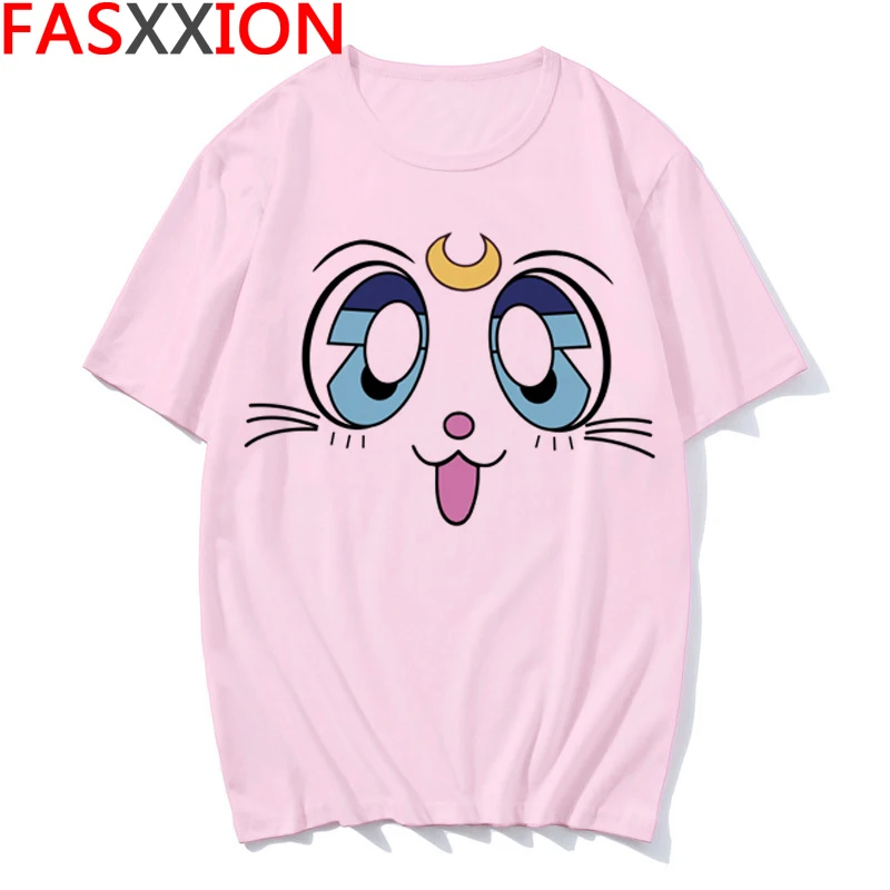 Kawaii Сейлор Мун футболка Летняя женская Ullzang Harajuku милый Принт свободный короткий