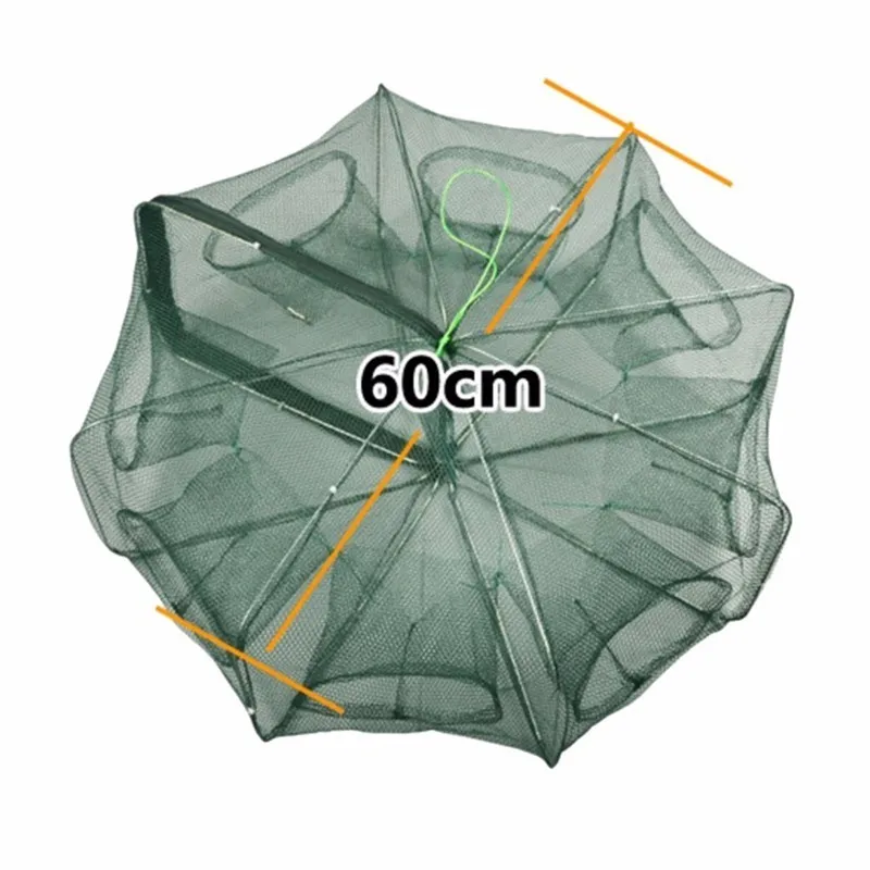 В сложенном виде шестиугольник 6/8/12/16 отверстие рыбной ловли креветок Автоматическая ловушка рыболовные сети рыба креветки для ловки гольяна, краба закидные ловушки сетки ловушка - Цвет: 8 hole