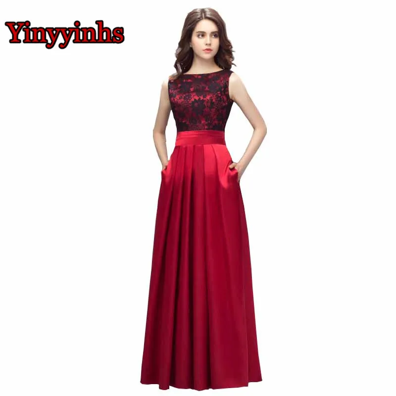 Yinyyinhs-Dark-Red-Backless-Evening-Dresses-A-Line-With-Pockets-Lace-Satin-Long-Prom-Dress-Plus (1)