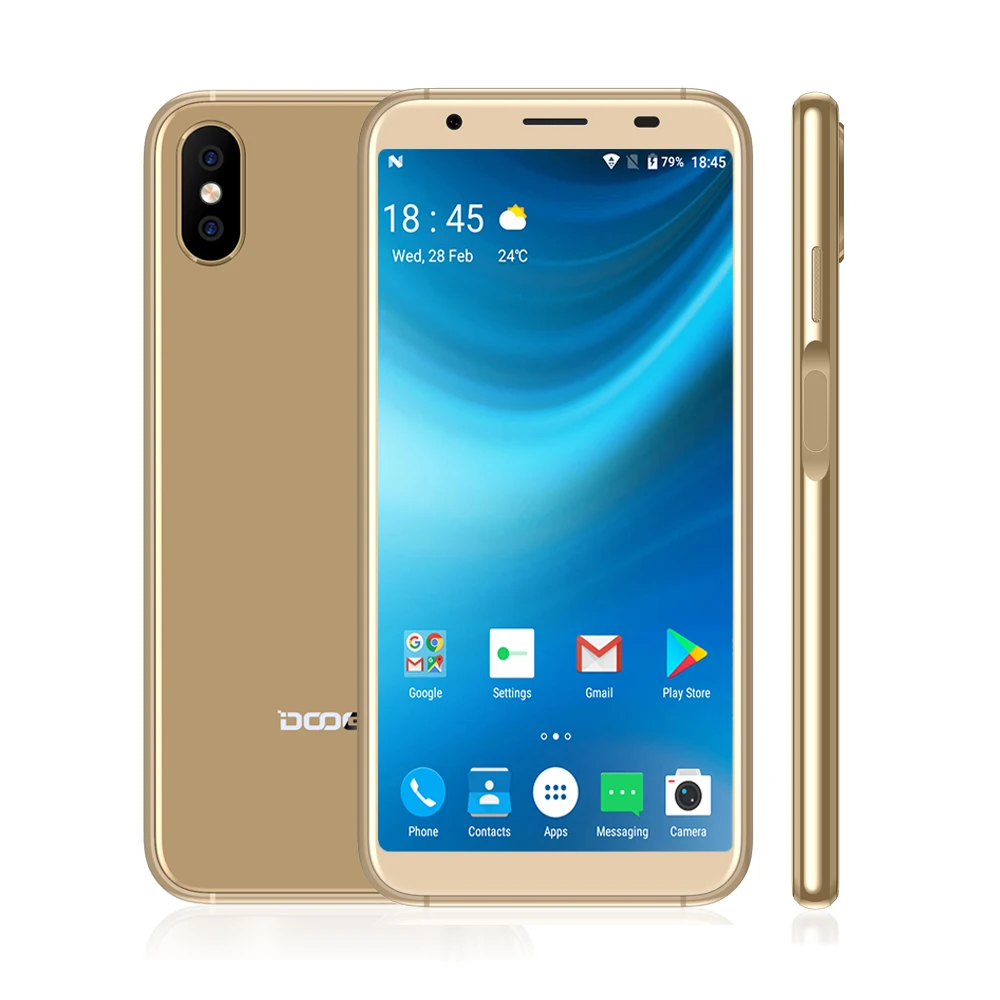 Doogee X55 сторона отпечатков пальцев 18:9 экран 1 Гб 16 3g телефон 5 дюймов 8MP камера Android 7 0