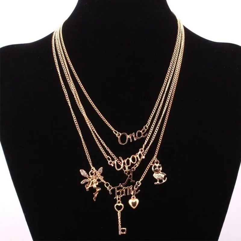 Trendy Jewelry For Women Multi Layer Maxi Necklace Gold Color New