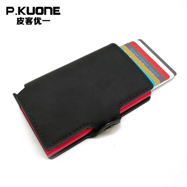 P.KUONE 2018 New Designer RFID Credit Card Holder Business Men And