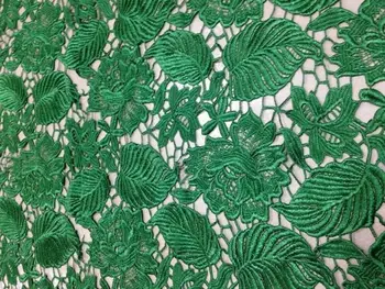 

Gorgous High Quality Green Heavy Lace Fabric, Water Soluble French Lace Fabric for Fashion Dress