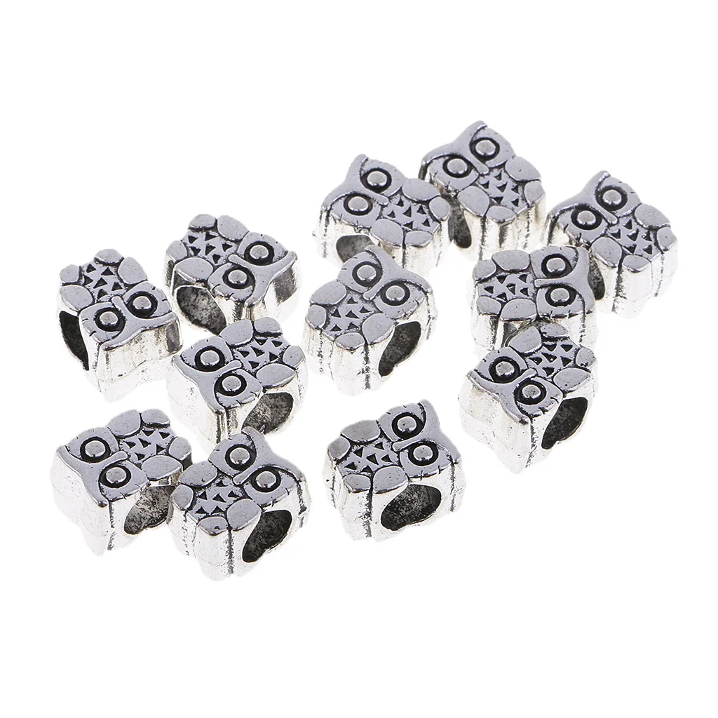 Pack of 12 Beautiful Large Hole Beads Metal Decorative Beads for Clothing Bags Shoes Bracelet Decor	