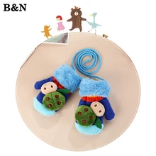 B& N/зимние милые вязаные перчатки для маленьких мальчиков и девочек, теплые перчатки с начесом, Длинные митенки для пальцев, перчатки для детей ясельного возраста