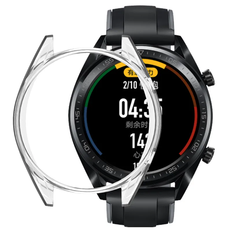 4в1 ремешки для часов huawei watch gt ремешок силиконовый ремень заменить браслет часы GT чехол с 9H стекло Защита экрана