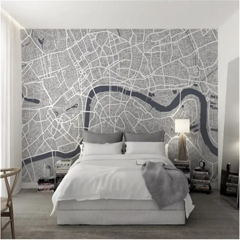 Custom 3d Wall Murals Grey Wallpaper Bedroom Line Gray