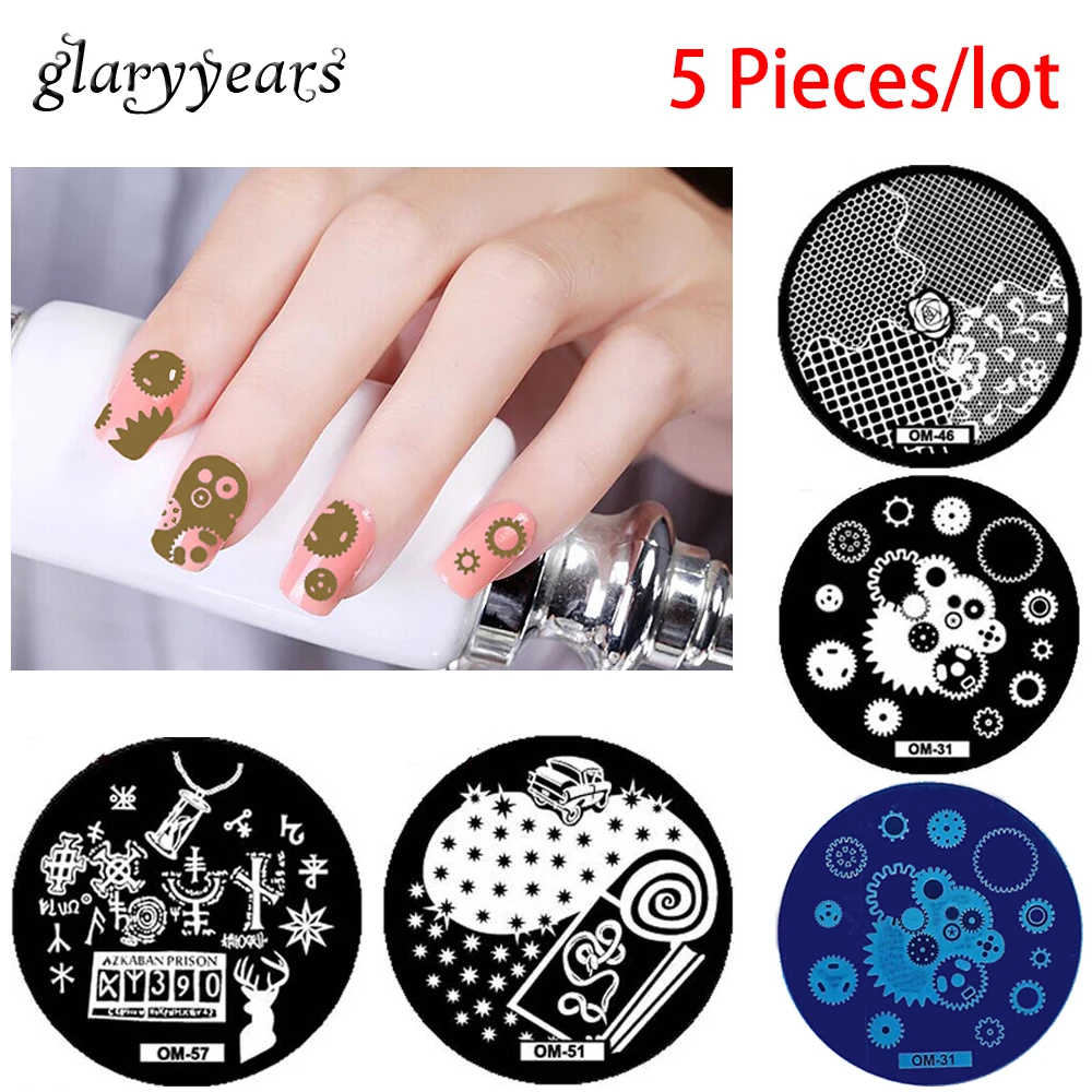5 Pieces/lot Nail Art Manicures Stamping Plate Tool 58 Pattern Design