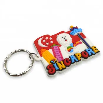 

Customized Souvenir Travel Cities 3D Rubber Soft PVC Keychain Tourist attractions landscape scenery gift Singapore CS-KR-024