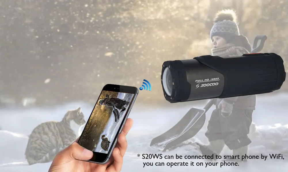 SOOCOO S20WS Wifi экшн-камера 170 градусов широкоугольный объектив 1080P Full HD 10m Водонепроницаемая мини спортивная видеокамера с петлей для велосипедного шлема