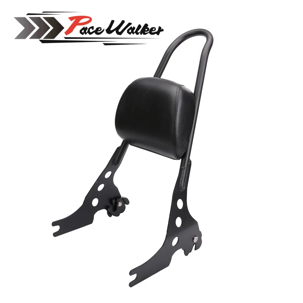 Motorcycle Black Luggage Rack Rear Passenger Backrest Sissy Bar Cushion Pad For Harley Sportster XL883 1200