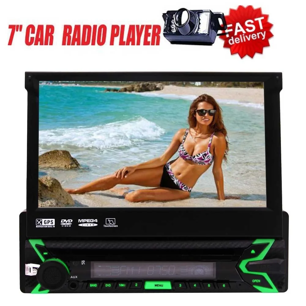 

Capacitive Touch Screen Car Stereo In Dash Single Din DVD Player GPS Navigation Support USB/SD AM/FM/RDS SWC Bluetooth with Wire
