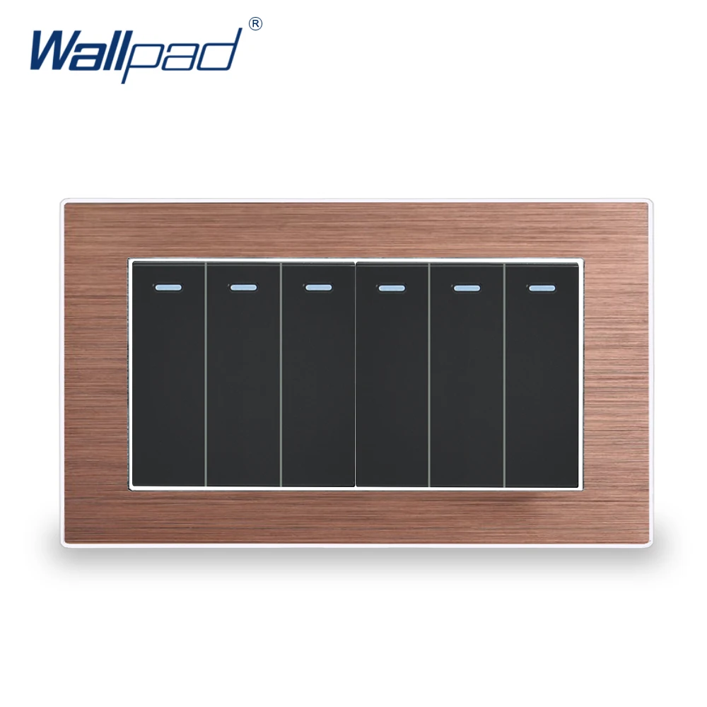 6 Банд 2 позиционный переключатель Wallpad роскошный настенный светильник Al панель с