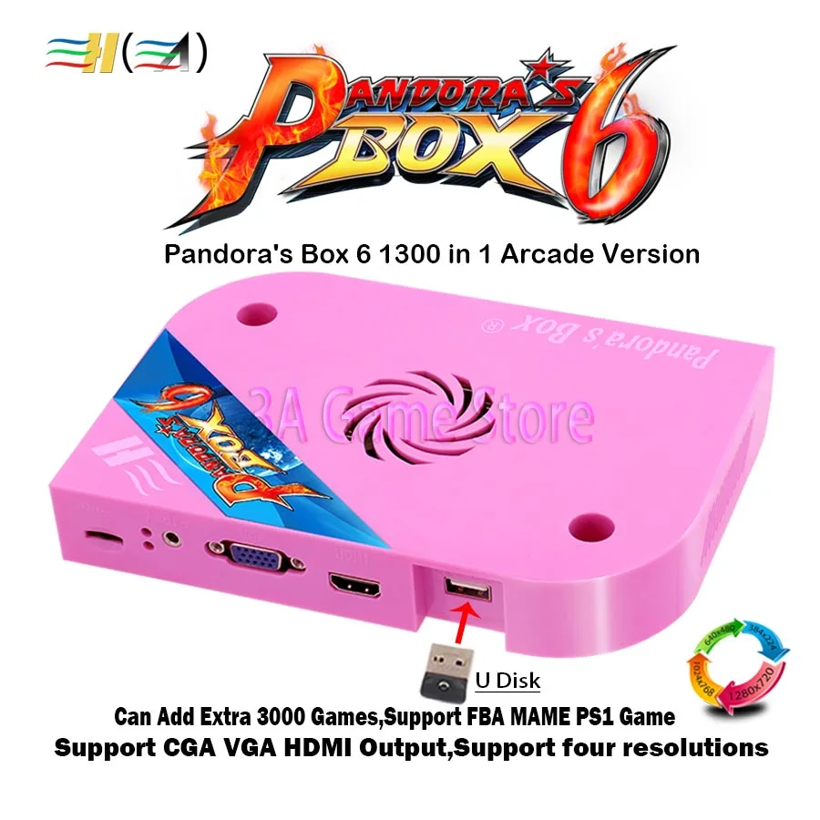 Pandora Box 6 1300 in 1 jamma arcade Version pcb game board CGA VGA HDMI output CRT HD 720p support fba mame ps1 game 3d tekken Pandora Box 6 1300 in 1 jamma arcade Version pcb game board CGA VGA HDMI output CRT HD 720p support fba mame ps1 game 3d tekken