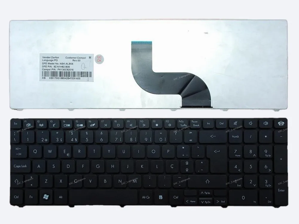 Новая клавиатура с португальской клавиатурой Teclado для ноутбука Packard Bell оловянные