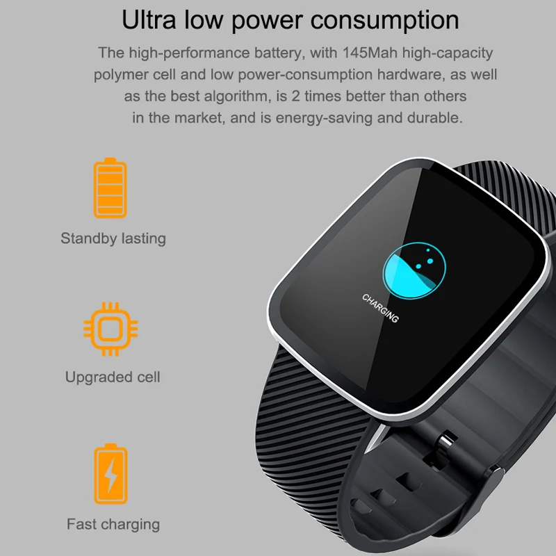 Waterproof Smart Watch Wristband Bluetooth Real-Time Heart Rate Sleep Monitor -Drop