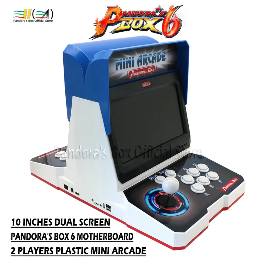 

New Pandora Box 6 mini arcade plastic bartop 2 player fighting 1300 in 1 arcade games can add fba mame ps1 game 3d tekken pacman