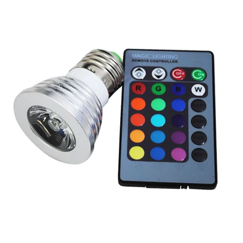 3 Вт RGB лампа, 16 цветов, меняющаяся, 110 В, 220 В, волшебная сцена, диджейские дискотечные огни, диммируемая светодиодная лампада, ИК-контроллер в E27, E14, GU10, MR16
