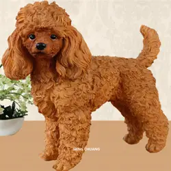 Милый щенок статуя моделирования животных Пудель художественных промыслов украшения творческий полимерное украшение для дома подарок на